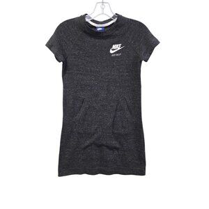 Nike Short Sleeve Dress Girl Charcoal Heathered L Organic Cotton Blend 3866